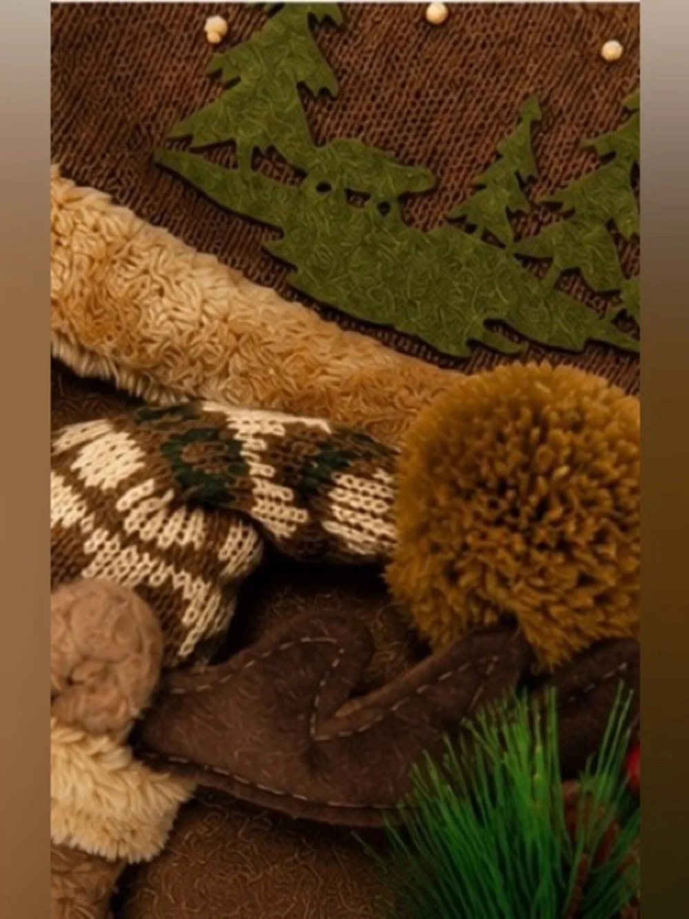 Handmade Rustic Artisan Christmas Stocking Set 2 Woodland Moose & Snowman Luxury